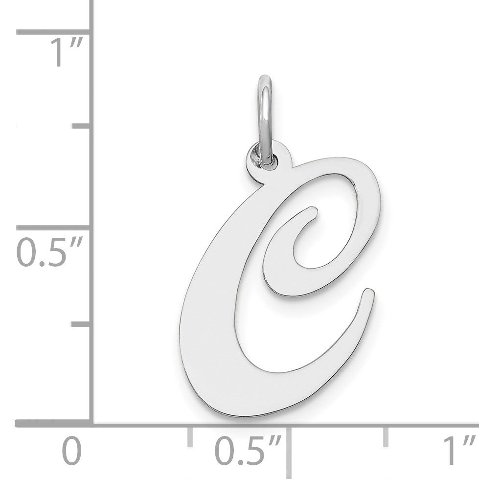 14k White Gold Large Fancy Script Letter C Initial Charm