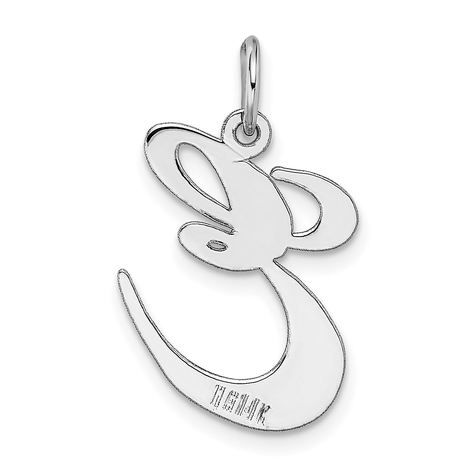 14k White Gold Large Fancy Script Letter E Initial Charm