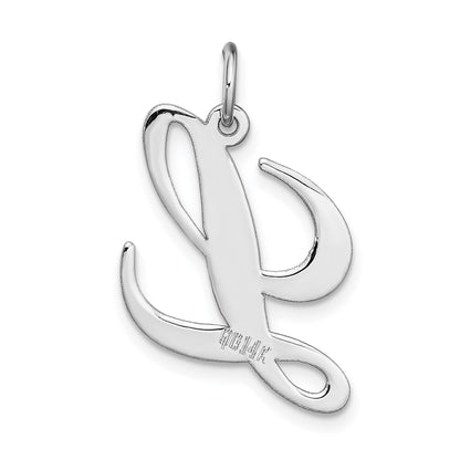 14k White Gold Large Fancy Script Letter L Initial Charm