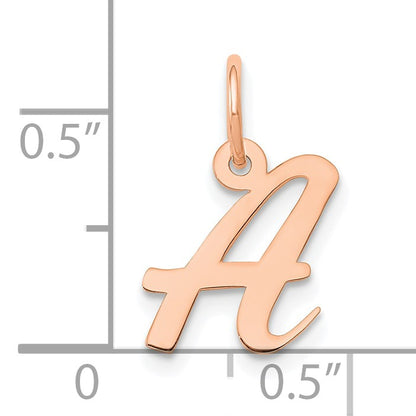 14k Rose Gold Small Script Letter A Initial Charm
