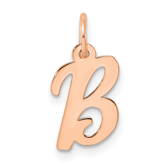 14k Rose Gold Small Script Letter B Initial Charm