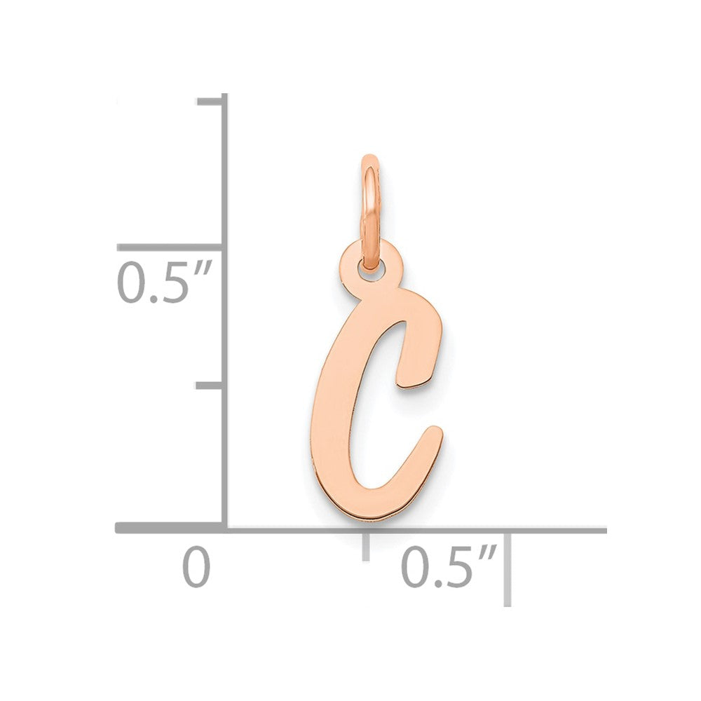 14k Rose Gold Small Script Letter C Initial Charm