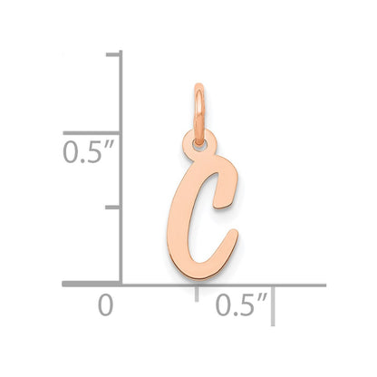 14k Rose Gold Small Script Letter C Initial Charm