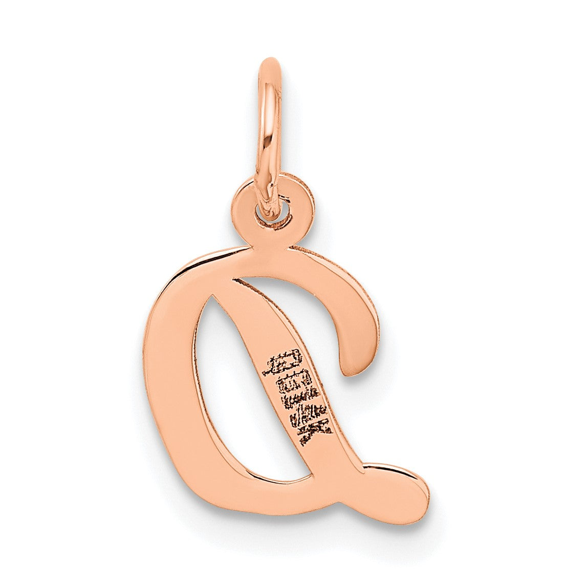 14k Rose Gold Small Script Letter D Initial Charm