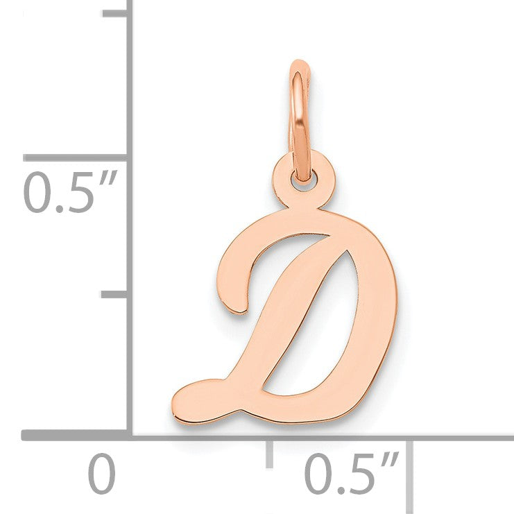 14k Rose Gold Small Script Letter D Initial Charm