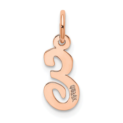 14k Rose Gold Small Script Letter E Initial Charm