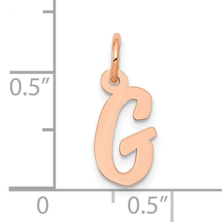 14k Rose Gold Small Script Letter G Initial Charm