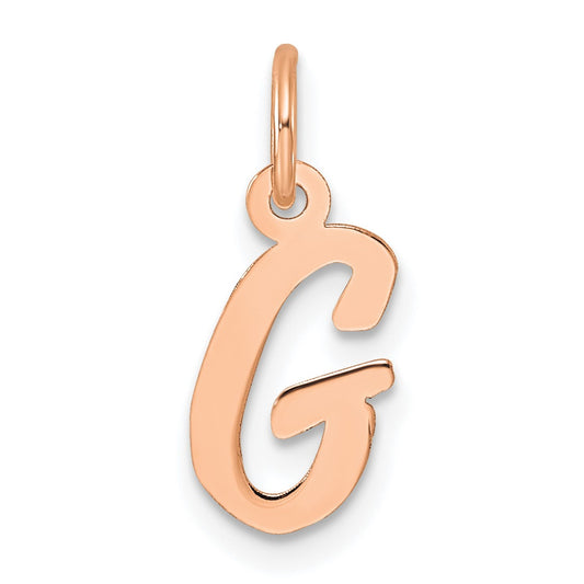 14k Rose Gold Small Script Letter G Initial Charm