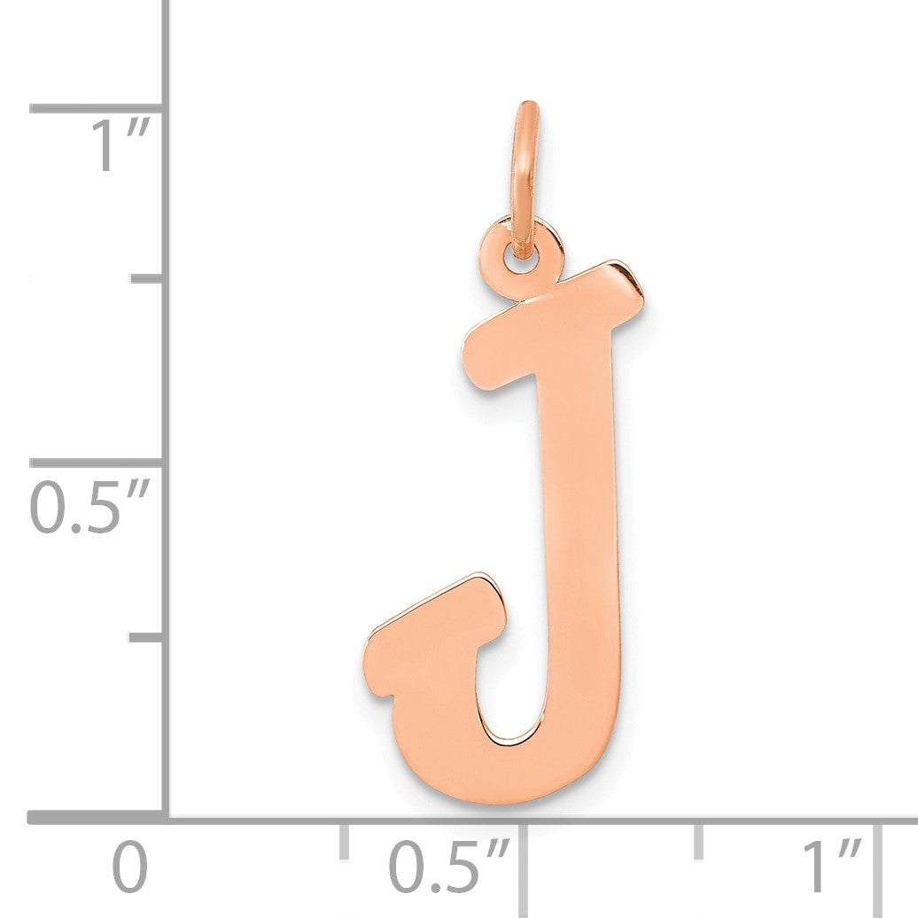 14k Rose Gold Small Script Letter J Initial Charm