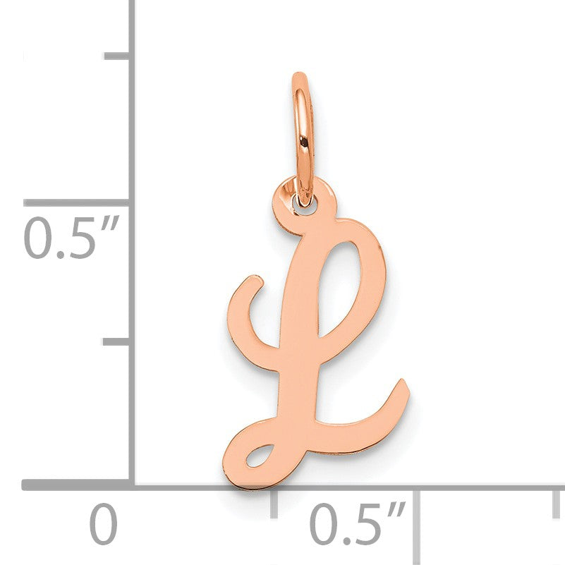 14k Rose Gold Small Script Letter L Initial Charm