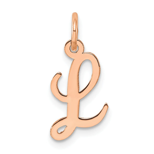14k Rose Gold Small Script Letter L Initial Charm