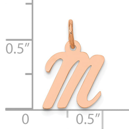 14k Rose Gold Small Script Letter M Initial Charm