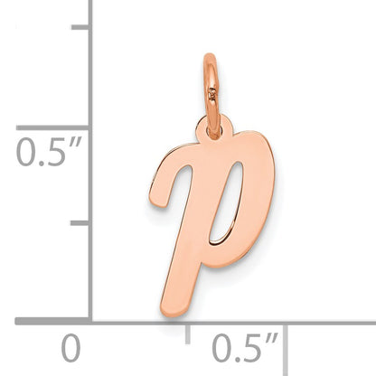 14k Rose Gold Small Script Letter P Initial Charm