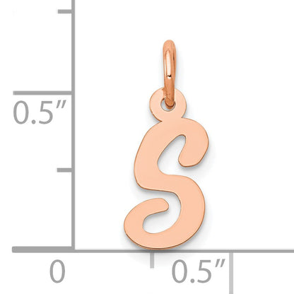 14k Rose Gold Small Script Letter S Initial Charm