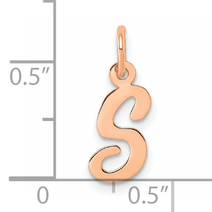 14k Rose Gold Small Script Letter S Initial Charm
