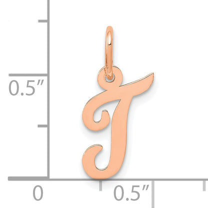 14k Rose Gold Small Script Letter T Initial Charm