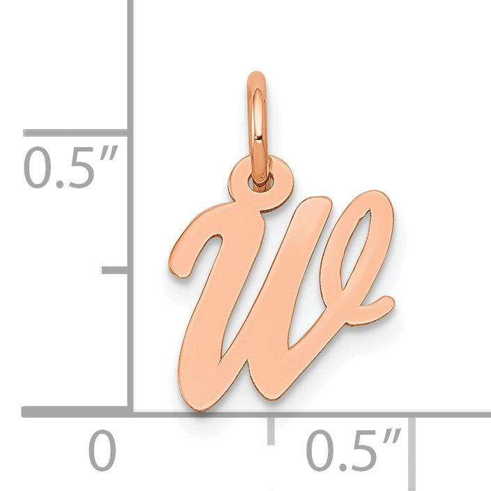 14k Rose Gold Small Script Letter W Initial Charm