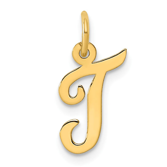 14k Small Script Letter T Initial Charm