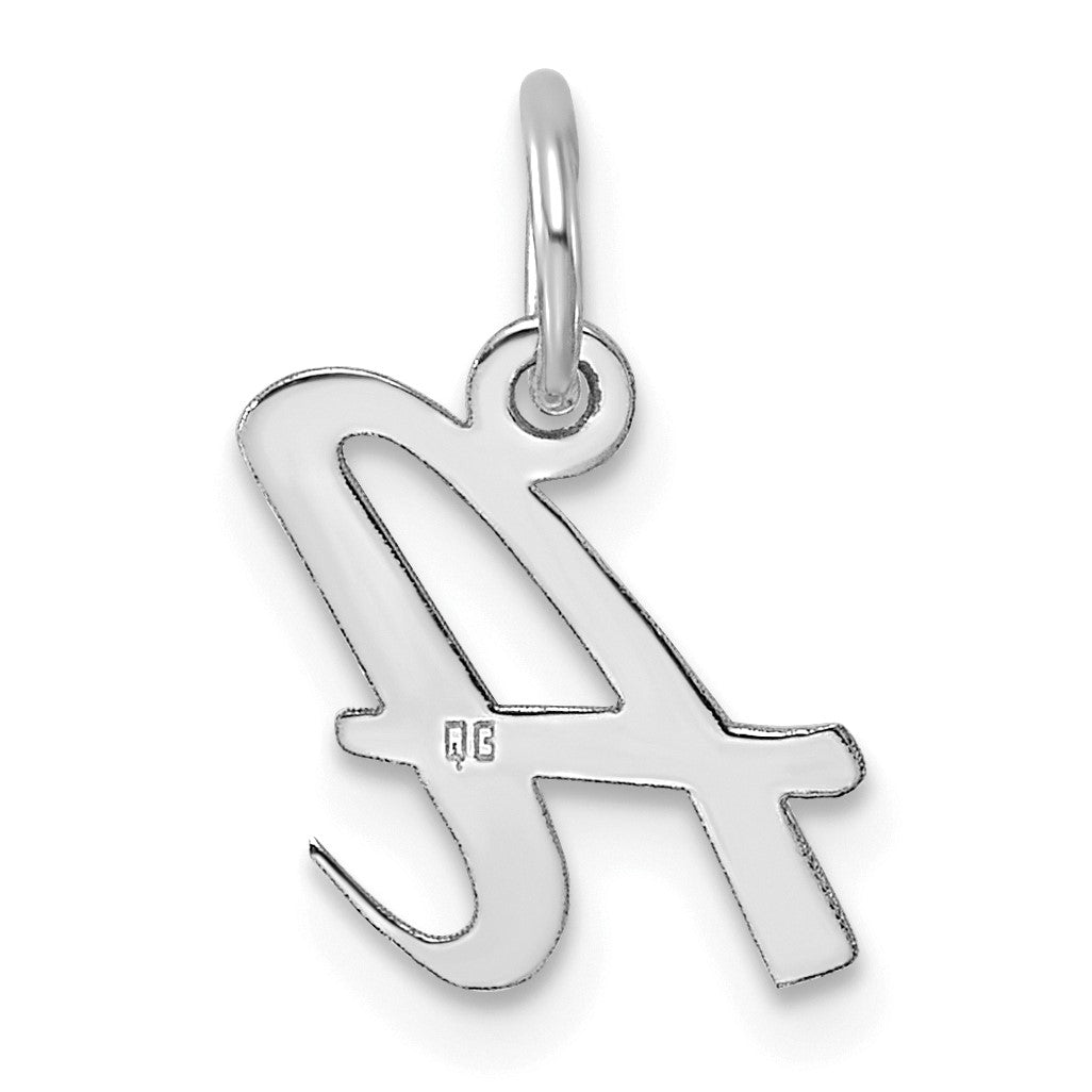 14k White Gold Small Script Letter A Initial Charm