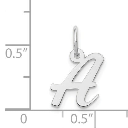 14k White Gold Small Script Letter A Initial Charm