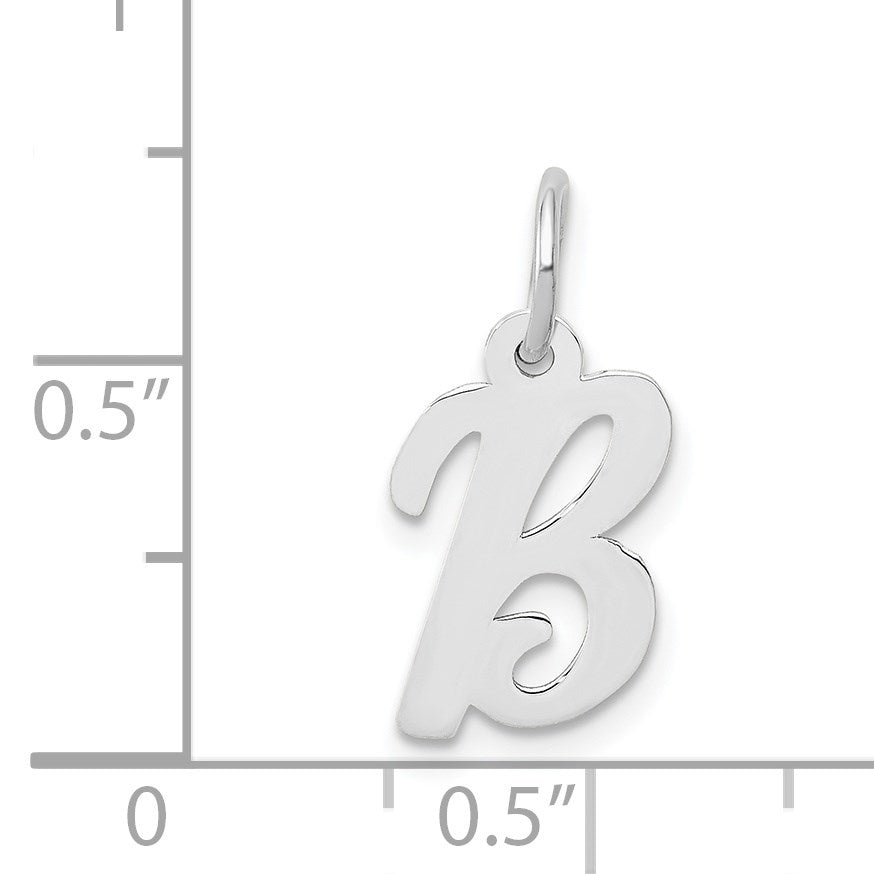14k White Gold Small Script Letter B Initial Charm