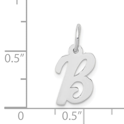 14k White Gold Small Script Letter B Initial Charm