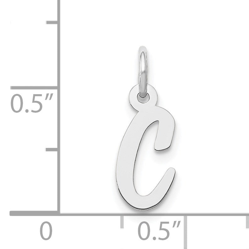 14k White Gold Small Script Letter C Initial Charm