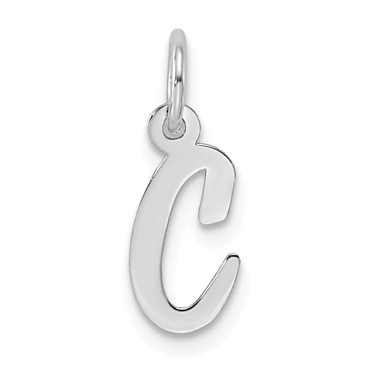 14k White Gold Small Script Letter C Initial Charm