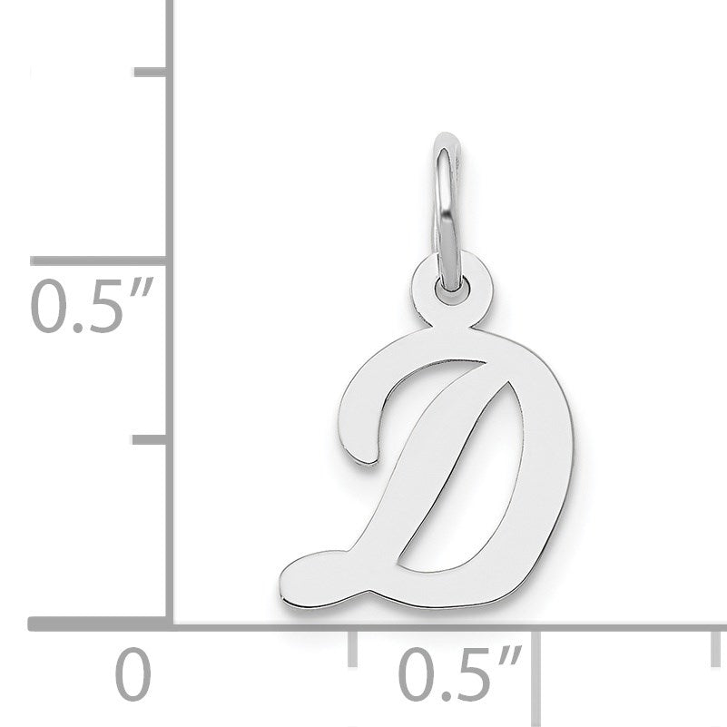 14k White Gold Small Script Letter D Initial Charm