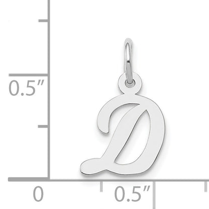 14k White Gold Small Script Letter D Initial Charm