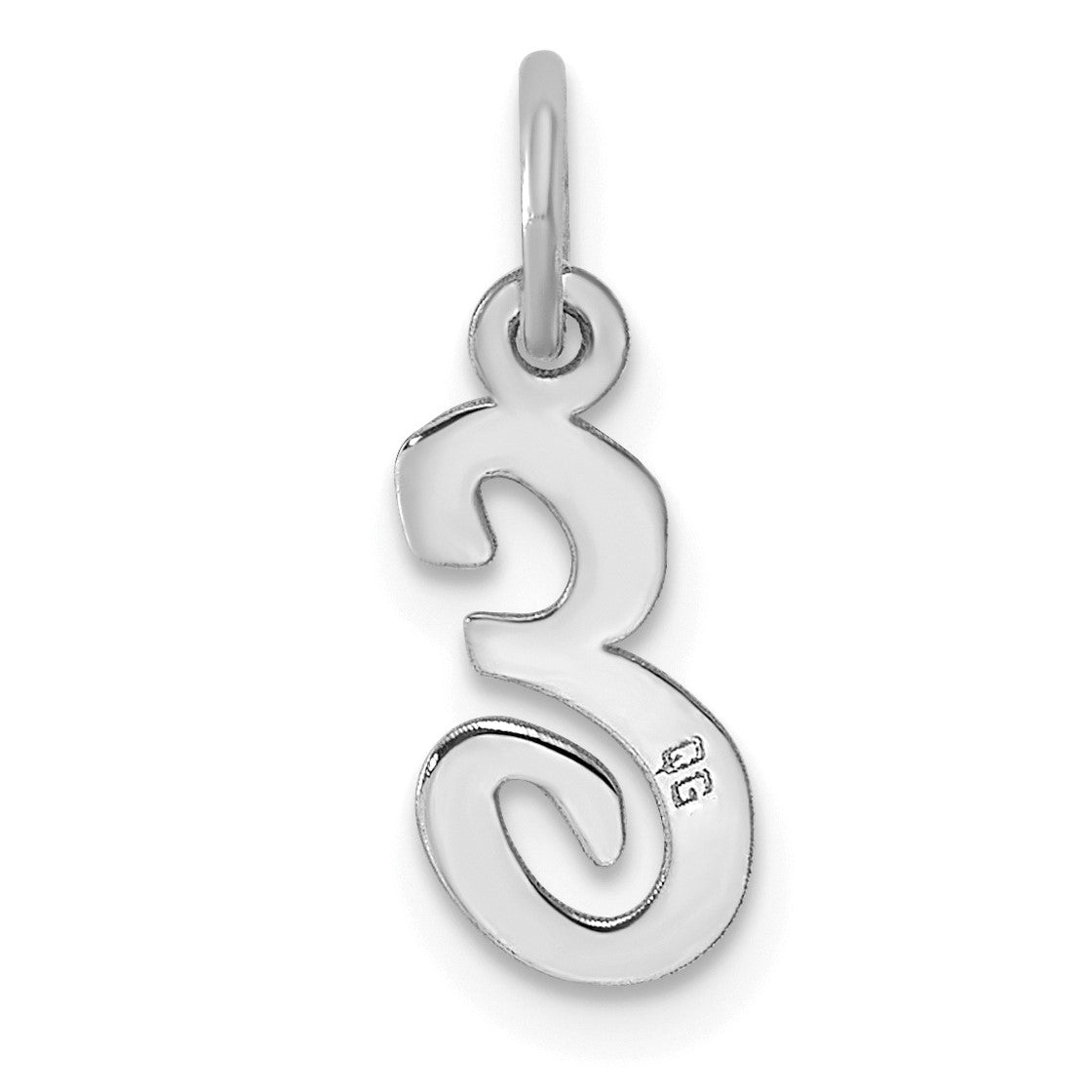 14k White Gold Small Script Letter E Initial Charm