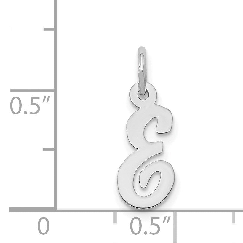 14k White Gold Small Script Letter E Initial Charm