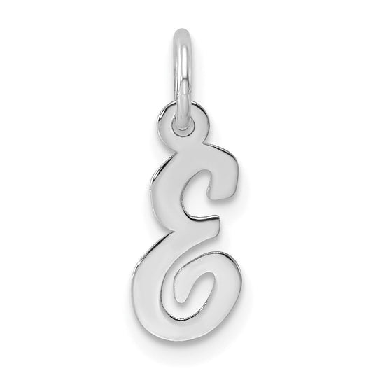 14k White Gold Small Script Letter E Initial Charm