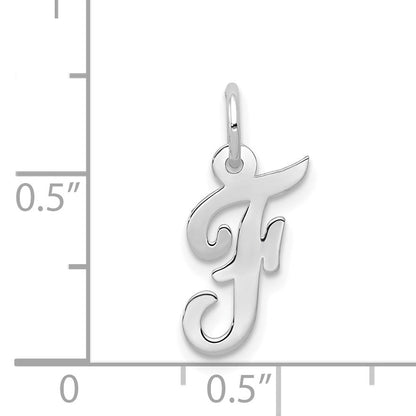 14k White Gold Small Script Letter F Initial Charm