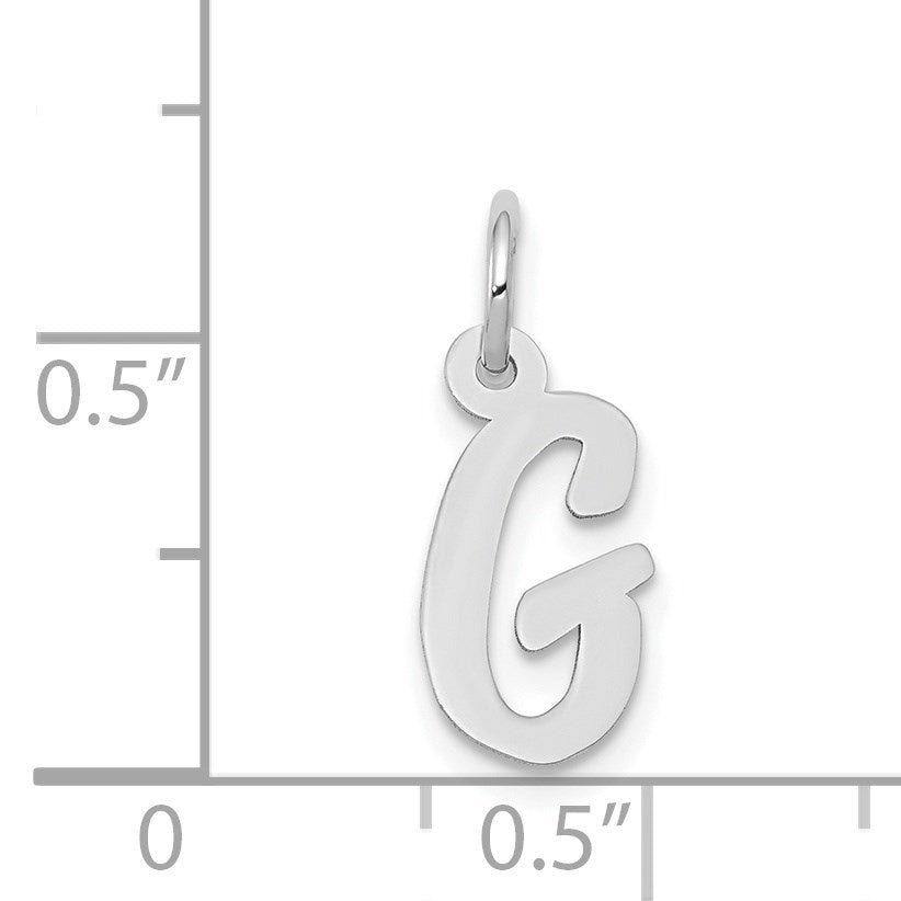 14k White Gold Small Script Letter G Initial Charm