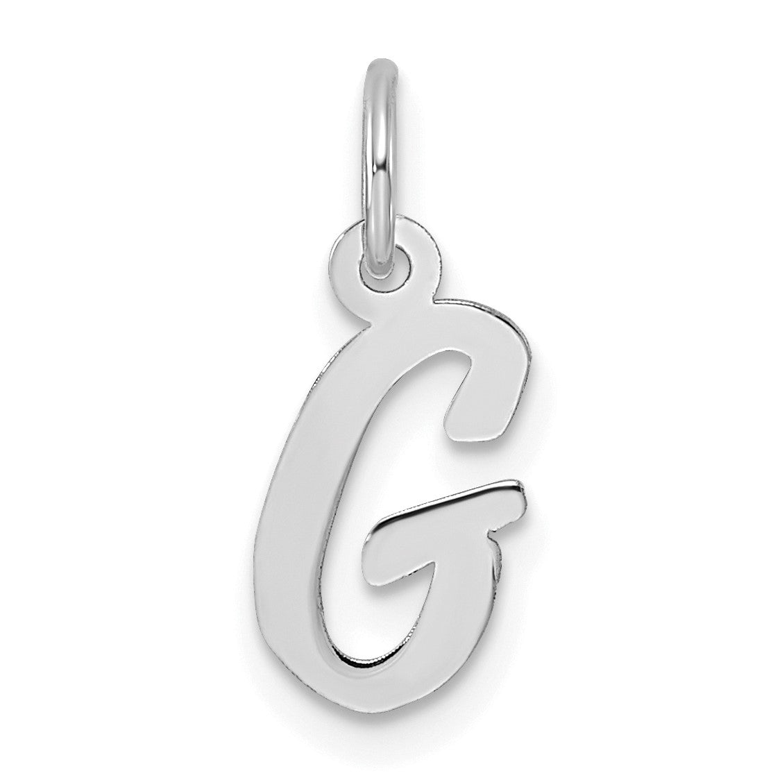 14k White Gold Small Script Letter G Initial Charm