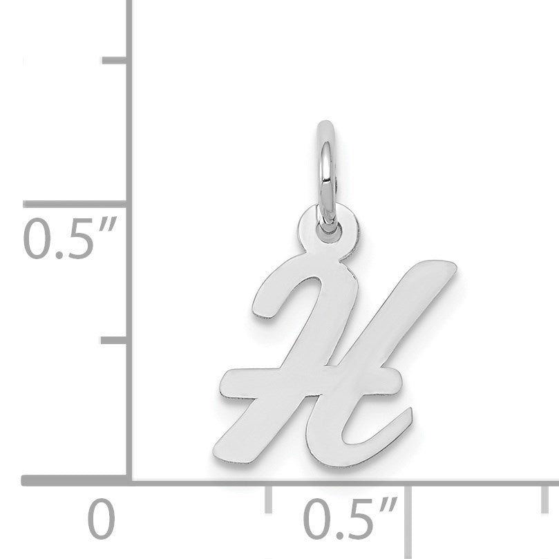 14k White Gold Small Script Letter H Initial Charm