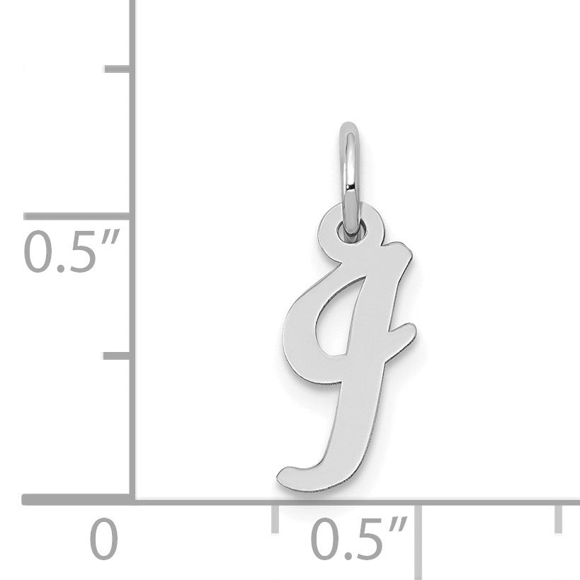 14k White Gold Small Script Letter I Initial Charm