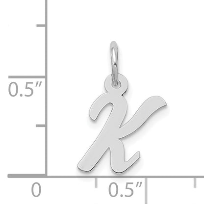 14k White Gold Small Script Letter K Initial Charm