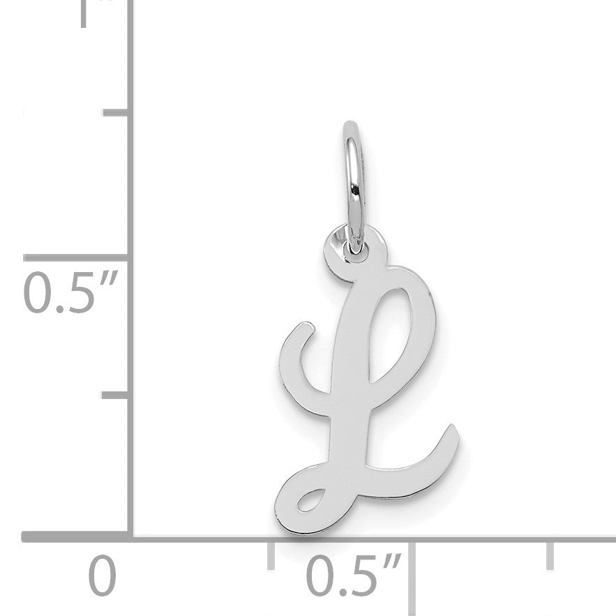 14k White Gold Small Script Letter L Initial Charm