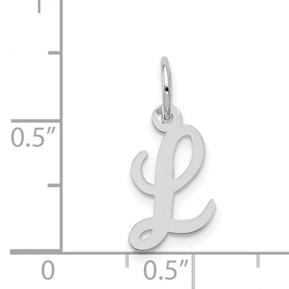 14k White Gold Small Script Letter L Initial Charm