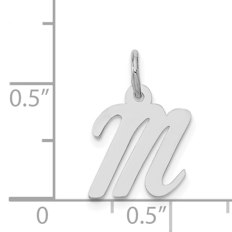 14k White Gold Small Script Letter M Initial Charm