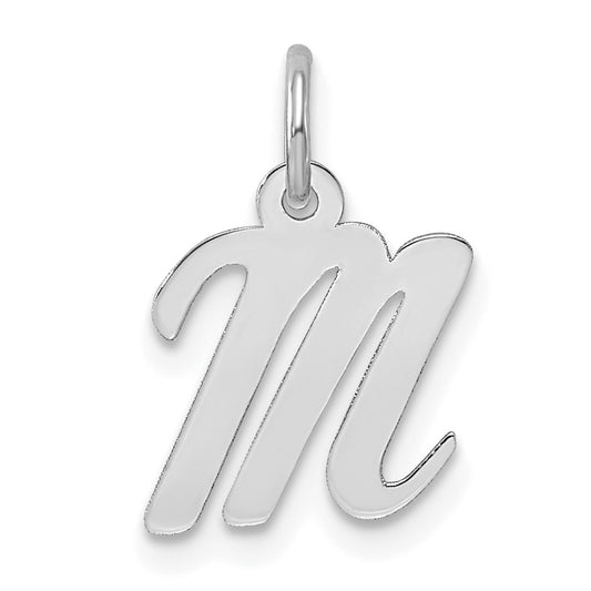 14k White Gold Small Script Letter M Initial Charm