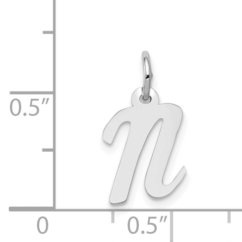 14k White Gold Small Script Letter N Initial Charm