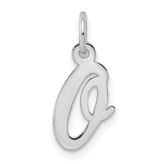 14k White Gold Small Script Letter O Initial Charm