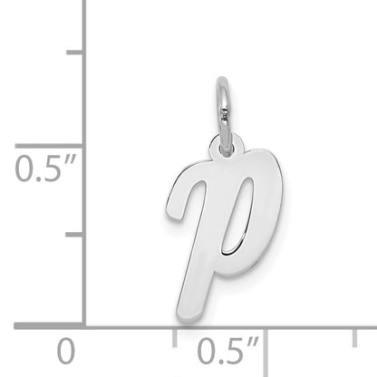 14k White Gold Small Script Letter P Initial Charm