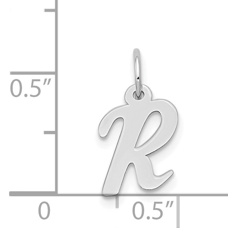 14k White Gold Small Script Letter R Initial Charm