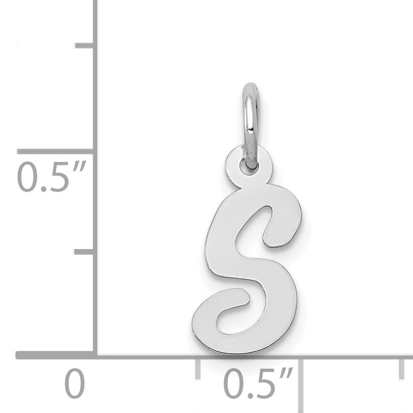 14k White Gold Small Script Letter S Initial Charm