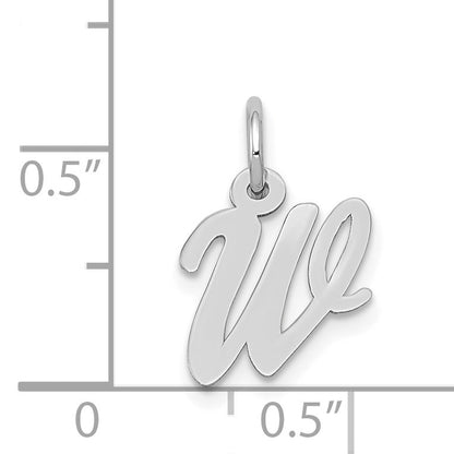 14k White Gold Small Script Letter W Initial Charm