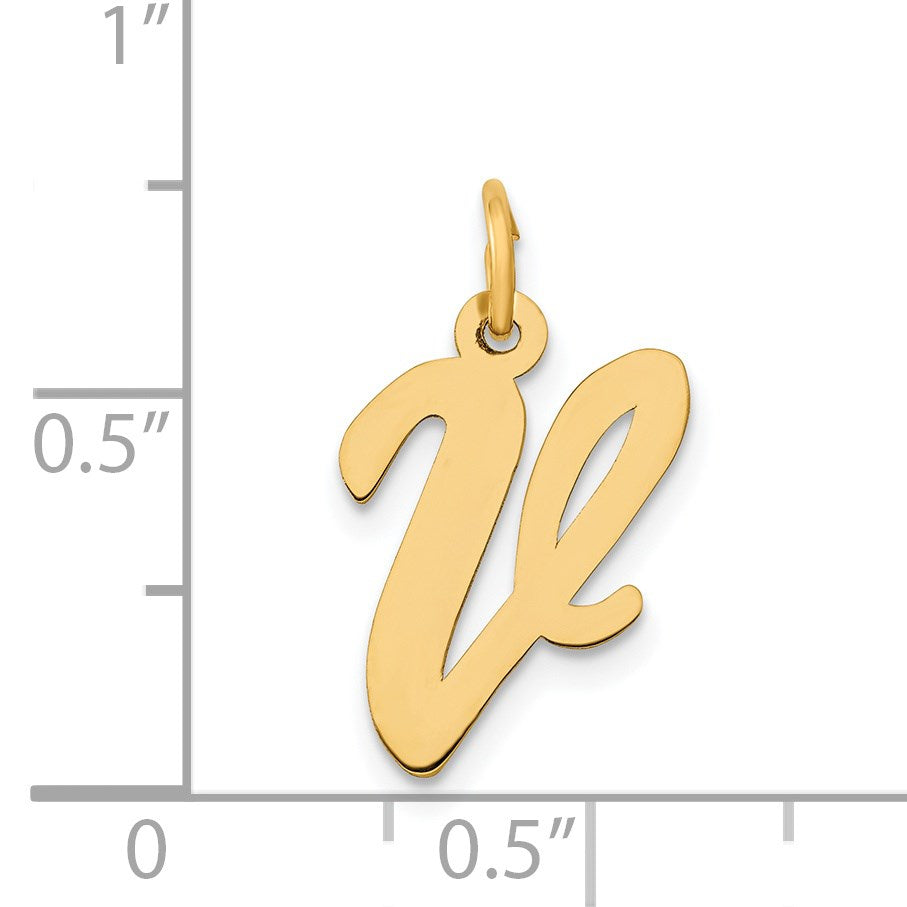14k Medium Script Letter V Initial Charm